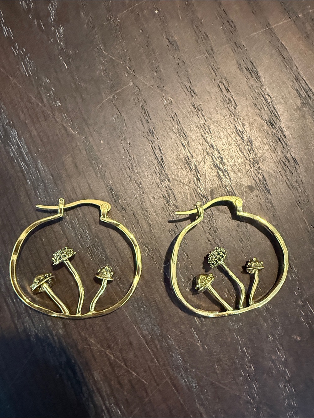 Anthropologie Gold Mushroom Hoop Earrings - Women Jewelry